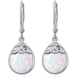Opal Celtic Knot Filigree 925 Silver Infinity Earrings